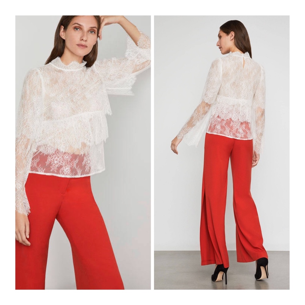 BCBGMaxAzria Scallop Lace Ivory Women's Blouse Size Small NWT
